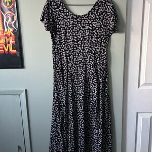 Vintage Floral Black Maxi Dress